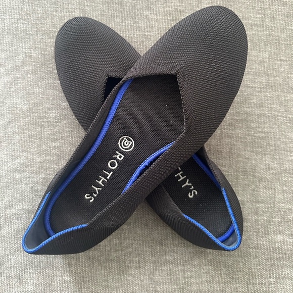 Rothy’s The Flat Black Blue Knit Ballet Flats Shoes Size 10.5 - Picture 4 of 8